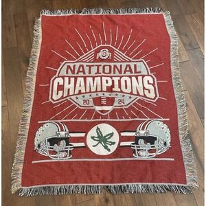 Vtg The Northwest Company Ohio Buckeyes Woven Throw Tapestry Football 55x40